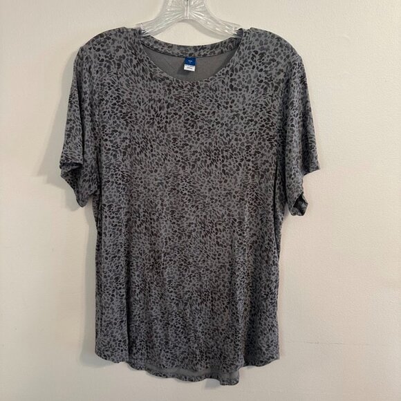 Old Navy Luxe Short Sleeve T-Shirt in Gray Leopard Print Cheetah Print, Large - Picture 2 of 5